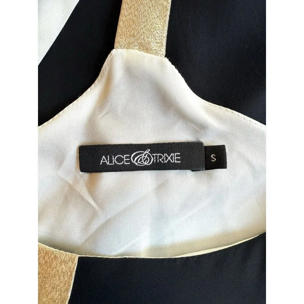 Alice & Trixie Mae 100% Silk Dress Sz Small Color Block Metallic Retro